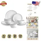 Amelia Series 12-Piece White Dish Set - Safe for Oven, Microwave, and Dishwasher