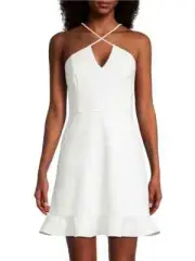 Aidan by Aidan Mattox L7623 Womens White Crisscross Straps Dress Size 12