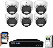 GW Security 8 Channel 12MP NVR 4K Security Camera System with 6 x 8MP PoE Spotlight Color Night Vision Outdoor/Indoor Microphone Dome Cameras, Smart AI Human/Vehicle Detection