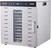 VEVOR Food Dehydrator Machine,10 Stainless Steel Trays,37x28 cm Per Layer,1000W Electric Food Dryer with Digital Adjustable Timer & Temperature for Jerky, Herb, Meat, Beef, Fruit, Dog Treats and Vegetables
