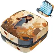 Period Bag,Sanitary Napkin Storage Bag,Autumn and Girl,Tampon Holder for Purse