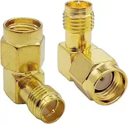 RP SMA Male to Female Right Angle RP-SMA 90 Degree RF Coaxial Connector Coax Adapter (2 Pcs)