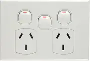 Connected Switchgear GEO Double Powerpoint + Extra Switch White