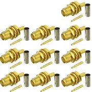 10pcs RP-SMA Bulkhead Female with Male Pin Crimp RF Connector for RG316 RG174