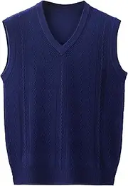 [SWJGLITTR] Men's Striped Sweater Vest V Neck Solid Sleeveless Sweater for Men Casual Slim Fit Pullover Vests