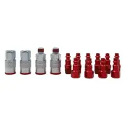 GRIP 14 Pc Industrial M Style Air Accessory Coupler & Plug Kit Color Coded 10557