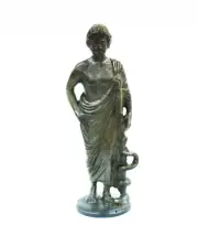 Asclepius God of Medicine Bronze small statue - Rod with Snake - Asclipios