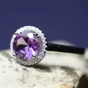 Created Color Change Alexandrite Halo Ring Sterling Silver 925 June birthstone