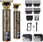 WOTOW Hair Clippers for Men, Zero Gapped T-blade Hair Trimmer Rechargeable Electric Cordless Mens Grooming Kit Professional Beard Trimmer Multigroom Low Noise with LCD Display for Home Barber Salon