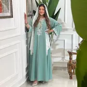 Fashion Muslim Women Embroidery Abaya Long Maxi Dresses Dubai Kaftan Arab Caftan