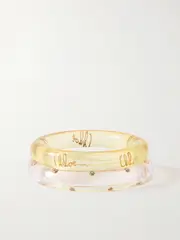 [Chloé] Chloé - Set Of Two Resin, Crystal And Gold-tone Bangles - One size One size Gold