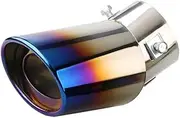 Muffler tip, Auto General Personality Modified TailTIP Exhaust tip Stainless Steel Exhaust Cover Muffler Grill Blue Metal Exhaust tip Auto(Baked blue curved)