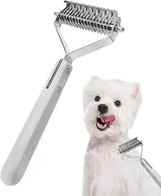 Rake Brush - Pet Dematting Comb | Professional Grooming Rake | Double-Sided Metal Desheddingg Brush | Undercoat Rake Tangles Removing Pet Supplies for Medium Large Breeds Salon Home Routine Cats Dogs