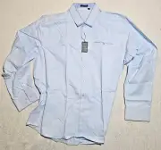 Hisdern Light Blue Dress Shirt Men's 2XL Neck 18 1/2