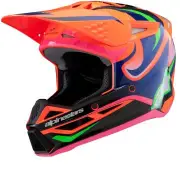 S-M3 Youth Deegan Orange Fluo Purple Pink Fluo Glossy Offroad Helmet