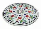Marble Coffee Table Top Gemstone Inlay Work Center Table with Luxurious Look