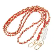 Purse Chain Strap, Iron Replacement Strap with Buckles, 49 Inch, Red & Gold