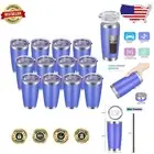 Stylish 20oz Double Wall Travel Mug with Lid & Straw - 12 Pack, Bluish Violet
