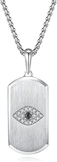 [GAVU] l Men's Evil Eye Dog Tag Necklace with Stainless Steel Box Chain