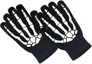 [Totority] 1 Pair Skeleton Pattern Halloween Gloves Glow Dark Performance Cycling Gloves for Night Riding Outdoor Sports and Halloween Parties Comfortable and Warm Design Fits