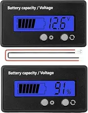KAMESTORY Voltage Meter Battery Capacity Monitor, DC 6-63V Multi-Functional Battery Gauge Voltmeter, LCD Digital Display Blue Back Light for 12V 24V 36V 48V Batteries (1 Piece)