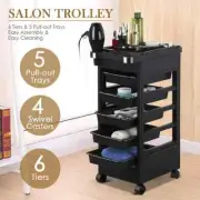 Hairdressing Trolley Storage Rolling Tool Cart Salon Furniture on Wheels 6 Tiers