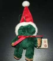 Boyds Bear Plush Ornament Kringlehop Frog Plush w/ Santa Hat Christmas -H !