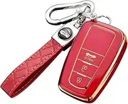 ontto Car Key fob Cover Fit for Toyota CHR RAV4 Camry C-HR Corolla Prado Prius 2016 2017 2018 2019 2020 Key case TPU Silicone Key Shell Key Holder Keychain Accessories 3 Buttons Red