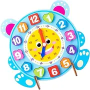 Kisangel Develop Boys and Girls Imagination Wooden Clock Blocks Educational Toys Number Educational Toys Set