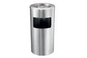 Dolphy 10L Rust-Resistant Stainless Steel Ashtray with Integrated Bin - Outdoor Round Waste Bin for Hotel, Office & Commercial Use - Silver Finish