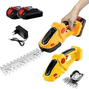 2 in 1 Cordless Hedge Trimmer and Grass Shear, with 2 Interchangeable Blades, 20000RPM Rechargeable Handheld Household Shrub Weeding Pruning Mower Garden Tools