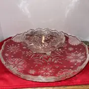 Mikasa 10" Server Snowflake NIB & Mikasa Crystal 3 Footed Serving Bowl NIB