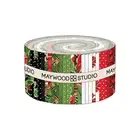 Evergreen Bows Metallic Fabric Jelly Roll by Maywood Studio PreCut Strips
