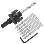 Heavy Duty Hole Saw Arbor with 5pcs Center Drill Bits, 1/2" Hex Shank Quick C...
