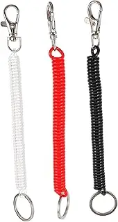 FONDOTIN 3Pcs Retractable Key Chains Durable Spring Coil Key Ring Lanyard Elastic Bag Holder for Keys Phones and Accessories Transparent