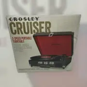 Brand New Crosley Cruiser CR8005A-BK 3-Speed Portable Audio Ready Turntable