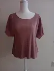 Madewell Textured Thread Micropleat Top Women's Size Small Mauve Short Sleeve