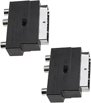 2X 21pin SCART Male to 3 RCA Female Plug Connector with Input/Output Switch S-Video Adapter Audio/Video for TV DVD VCRs