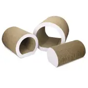 Navaris Cat Tunnel Scratcher Set (3-Pieces) - Corrugated Cardboard Paper Scra...