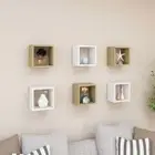 Set Of 6 Wall Shelves Decorative Cube Design Floating Display Rack Shelf Unit