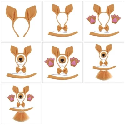 Animal Costume Kangaroos Ears Headbands Tail Bows Nose Halloween Cosplays Props