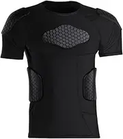 [Topeter] Men’s Compression Padded Shirt Protective T-Shirt Rib Chest Shoulder Protector