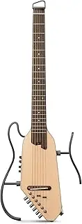 [Donner] Travel Guitar, Portable Guitar, Headless Guitar, Smart Guitar Set with Earphones, Multiple Effect Modes, Ergonomic Neck, Quiet, Detachable Frame, HUSH I PRO, Natural