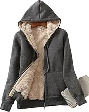 [Yeokou] Women's Full Zip up Sherpa Lined Hoodie Sweatshirt Jacket Coat