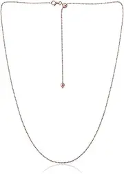[Sea of Ice] Round Ball Bead Chain Necklace –Silver 1mm Chain Necklace for Women and Men – 925 Sterling Silver Lobster Clasp Jewelry Chain – Adjustable Length Silver Chain Unisex