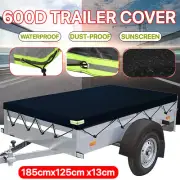 600D 6x4ft Tray Trailer Cover Heavy Duty PVC Waterproof Protector w/ Rubber Belt