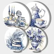 Tucocoo Vintage Exquisite Round Metal Stove Burner Covers Kits,4 Pcs Two 8 Inches Two 10 Inches Flowers Vases Gas Stove Burner Cover,Metal Cooktop Decorative Home Decor Kitchen Decor Modern Art