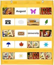 uxcell Magnetic Pocket Chart, Small Pocket Chart Mini Double Sided Classroom Pocket Chart Organizer Wall Hanging for Classroom Supplies, Yellow