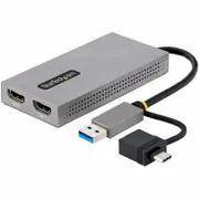 StarTech.com USB to Dual HDMI Adapter, USB A/C to 2x HDMI Displays (1x 4K30, 1x 1080p), USB 3.0 to HDMI Converter