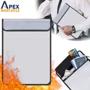 Large Fireproof Document Bag Waterproof Storage Pouch fr Laptop Tablet Phone Key